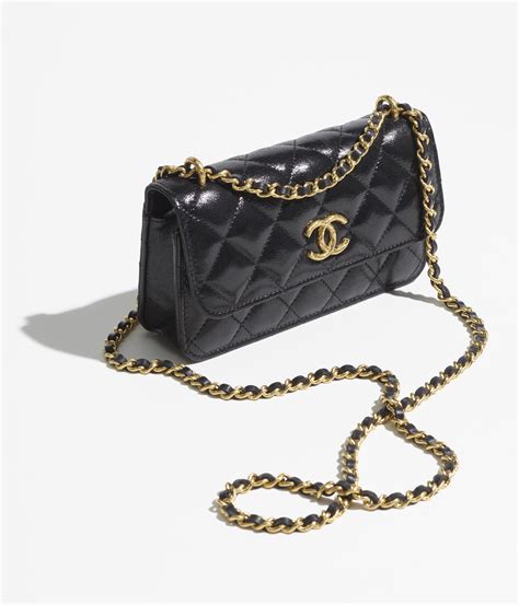 chanel classic flap phone holder with chain|CHANEL Lambskin Quilted Flap Phone Holder With Chain.